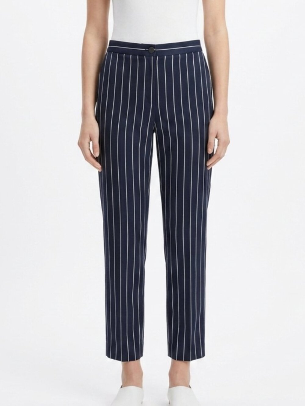 Lauren Ralph Lauren Pants Navy Blue Stripes Crop Casual Preppy Office 12
